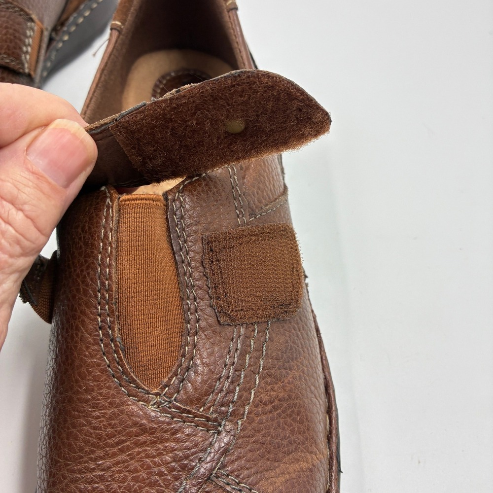 Earth Origins Evelyn Brown Leather Loafers Shoes Womens 9M 2014F Hook Loop Strap - Picture 9 of 16